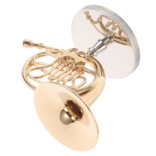 2Pcs Golden Miniature French Horns Copper Decorative Music Instrument