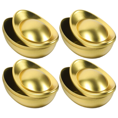 8Pcs Golden Metal Candy Boxes with Lid Multipurpose Storage Jars