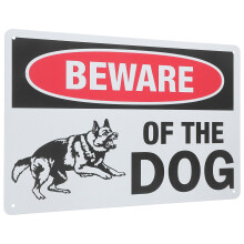 4Pcs Retro Style Dog Warning Signs Iron Material with Vibrant Colors