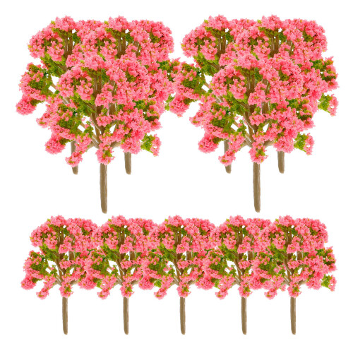 40Pcs Durable Pink Mini Tree Models for Train Scenery and DIY Decor 1