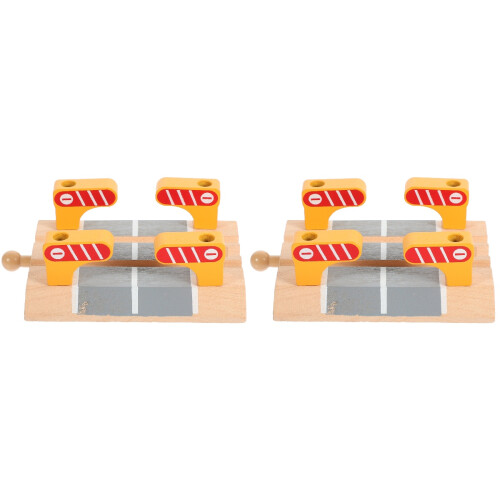 2Pcs Multi Wooden Train Track Railing Barrier DIY Decorative Block 2