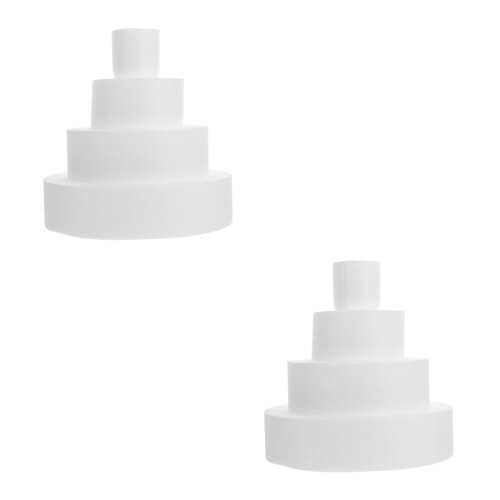 8Pcs White Foam Cake Props Lightweight for Bakery and Party Decor 2