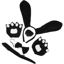 5Sets Black Cloth Dog Ears Tail Bowtie Headband Costume Set