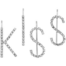 2Sets Zilveren Letter Haarclips Bling Met Decoratie Voor Dames