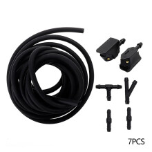 7Pcs/Set Front Windscreen Wiper Arm Washer Nozzle Jet 4 Way Check Valve 2M Tube Pipe Hose T Y Connector Straight