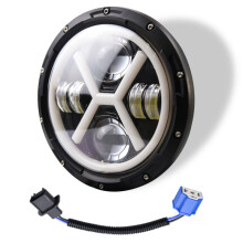 500W 7 Inch Round Angel Eye LED Headlight 30000LM with Hi/Lo DRL Amber Halo Ring for JK TJ LJ