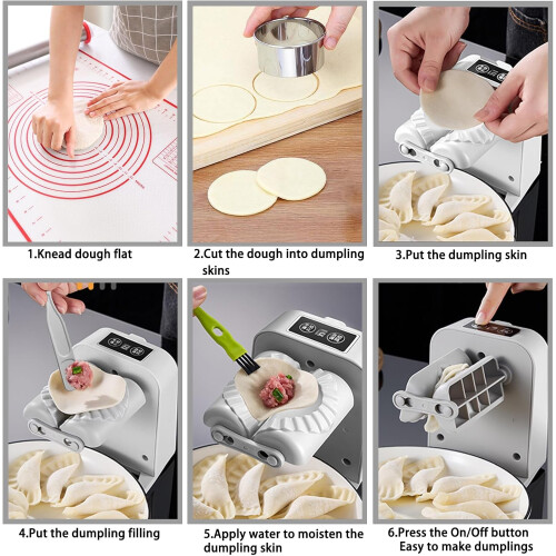 Automatic Dumpling Maker Machine with Dual Dough Press Tools, Quick Empanada Pierogi Maker for Home Kitchen 2