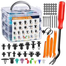 Assortiment de 725 Clips de Retenue de Voiture et de Fixations Automatiques - 23 Tailles Courantes de Rivets de Garde-Boue de Pare-Chocs avec Attaches