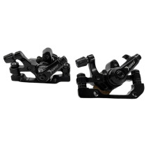 Mechanische Scheibenbremse für Mountainbikes, bestehend aus Bremssattelkolben und Bremsscheibe.