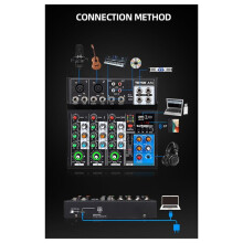 TEYUN AF4 Mischpult: Analoge Konsole kombiniert mit digitalen Soundkarten, Bluetooth, USB-Wiedergabe, 4-Kanal-Audioeingang, EU-Stecker