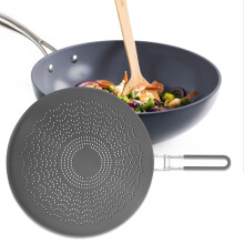 Silikon-Spritzschutz, Fettschutz mit Klappgriff, für Kochspritzer und Bratpfannen, 33 cm, Grau