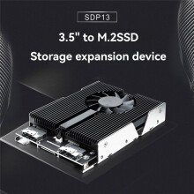 3.5inch SSD Hard Drive to 4x PCLE Nvme M.2 Ssdx4 Adapter with 60mm Fan Sata 15pin Led Supports PCLE 4.0 64gbps