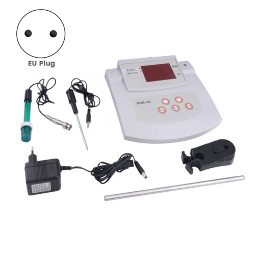 2 in 1 PH/Temp PH Tester Quality Analyzer Desktop Automatic Calibration Acidity Meter Laboratory Aquarium Pool EU Plug 1
