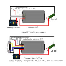 2x PZEM015 Digitales Gleichstrom-Spannungsmessgerät (0–200 V) mit 200-A-Shunt für Kfz-Batterien (12 V, 24 V, 48 V)
