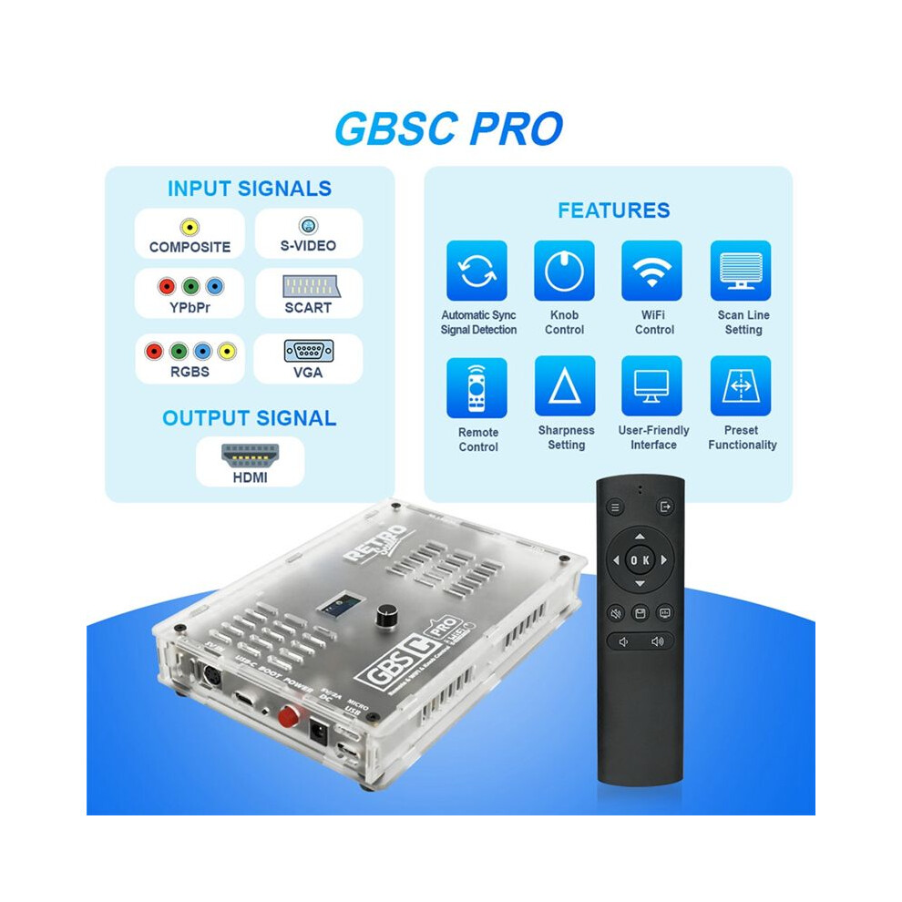 Gbsc Pro Video Converter Scart Rgbs Ypbpr Vga Av Sv To Hdmi-Compatible Video Auido Converter For Retro Game Console 4851514165633