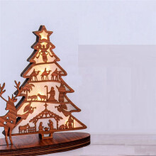 Krippen-Buchständer aus Holz mit Beleuchtung, dreidimensionale, hölzerne Krippen-Dekoration, Krippensets mit Figuren