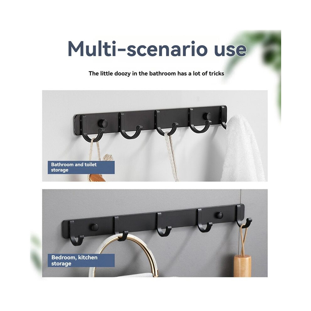 2Pcs 8 Hook Kitchen Punch-Free Hook Nordic Space Aluminium Single Hook Simple Coat Hook Wall Hook. 8 Hooks Black 4852693530977