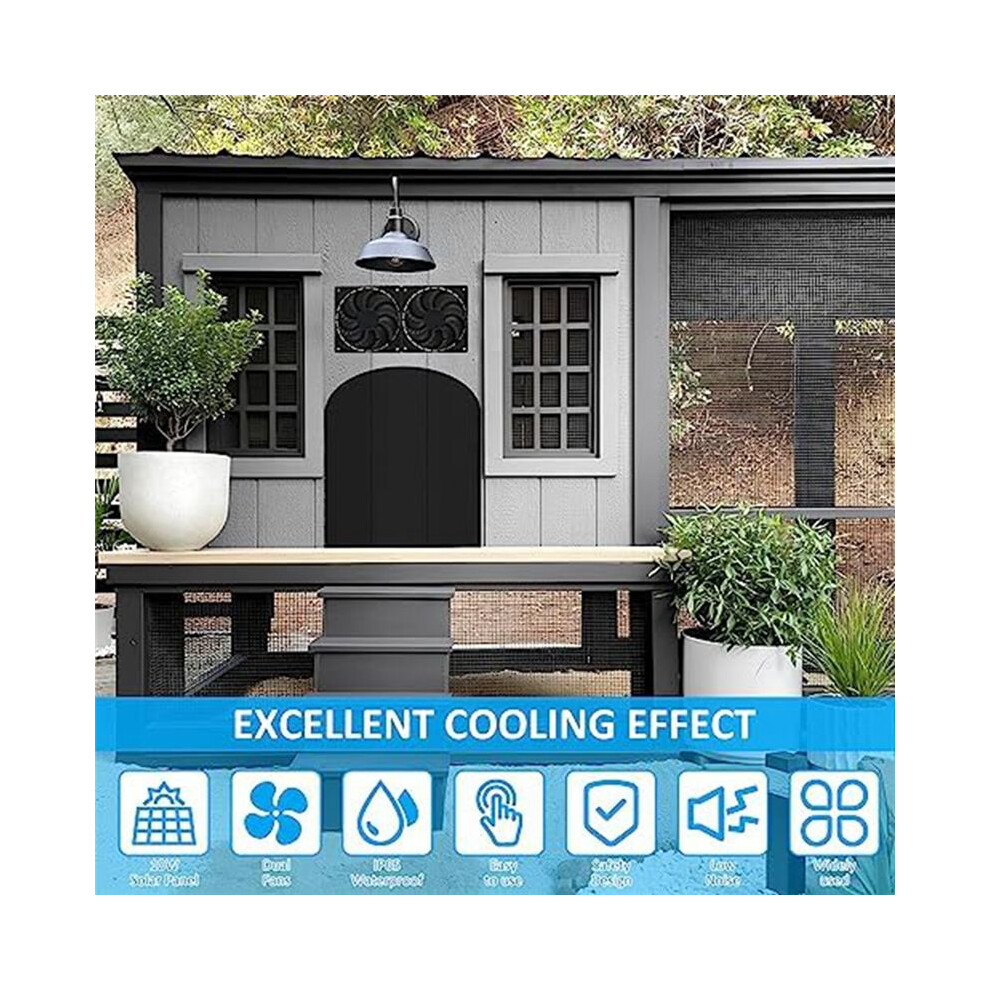 Solar Panel Fan Kit, 10W 12V Solar Fan For Greenhouse, Solar Panel Powered Dual Fan With 31.5Inch Cable, For Sheds 4852693573004