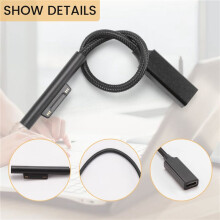 Nylonummanteltes Ladekabel für Surface Connect mit USB-C-Anschluss für Surface Pro 7, Go 2, Pro 6, 5/4/3, Surface Laptop Book