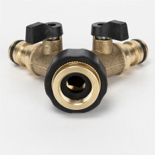 Divisor de Manguera de Jardín de Plástico y Latón de 4 Vías, 1 Pieza, 3/4 Pulgadas, Conector de Riego Tipo y, Distribuidor para Adaptador de Grifo