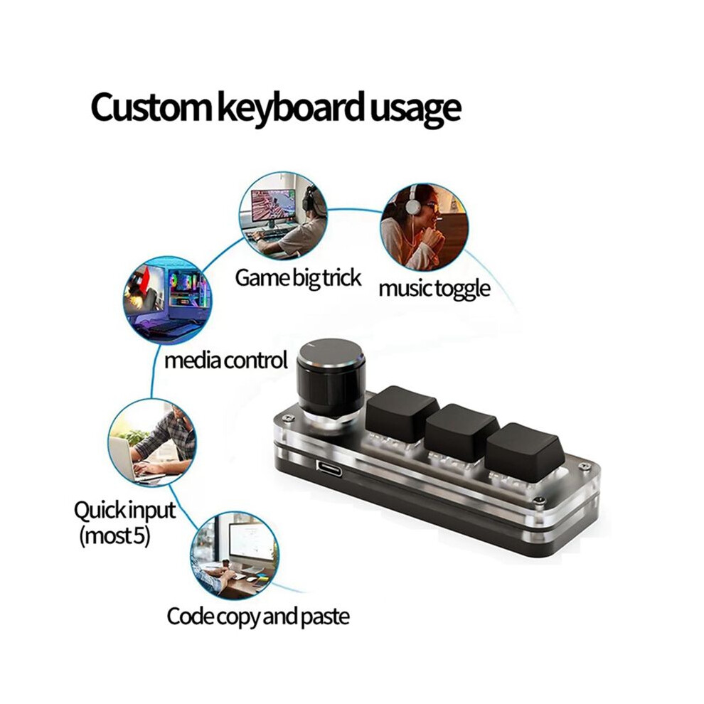 Macropad Macro Mechanical Keyboard Rgb Mini Gaming Custom Programming Knob Keypads 3 Keys For Photoshop 4852537318044