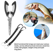 Angelausrüstung: Fischlippengreifer mit Skala und Maßband, Angelhakenlöser, Angelzange mit Fangriemen, Salzwasser