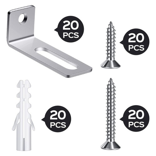 20 Set Whiteboard Installation Hardware Kit Wall Hanging Kit Mounting Brackets for Hanging Whiteboard School Office 1