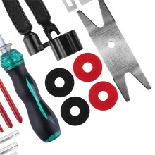 Gitarrenreinigungs- und Wartungsset, 3-in-1-Saitenrichtlehre, Bundschleifset