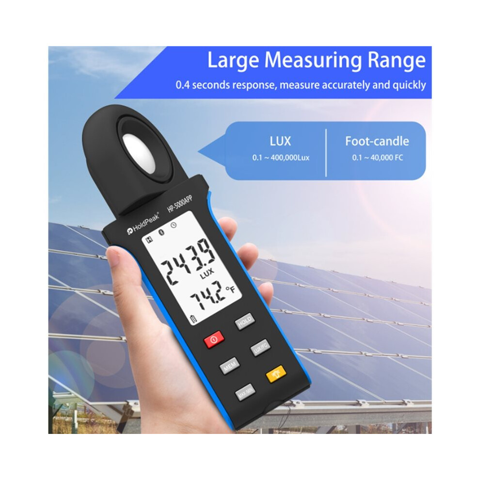 Holdpeak Luxmeter With Mobile App Versatile Accurate And Feature-Rich For Professional Measurement And Analysis Light 4852367054877