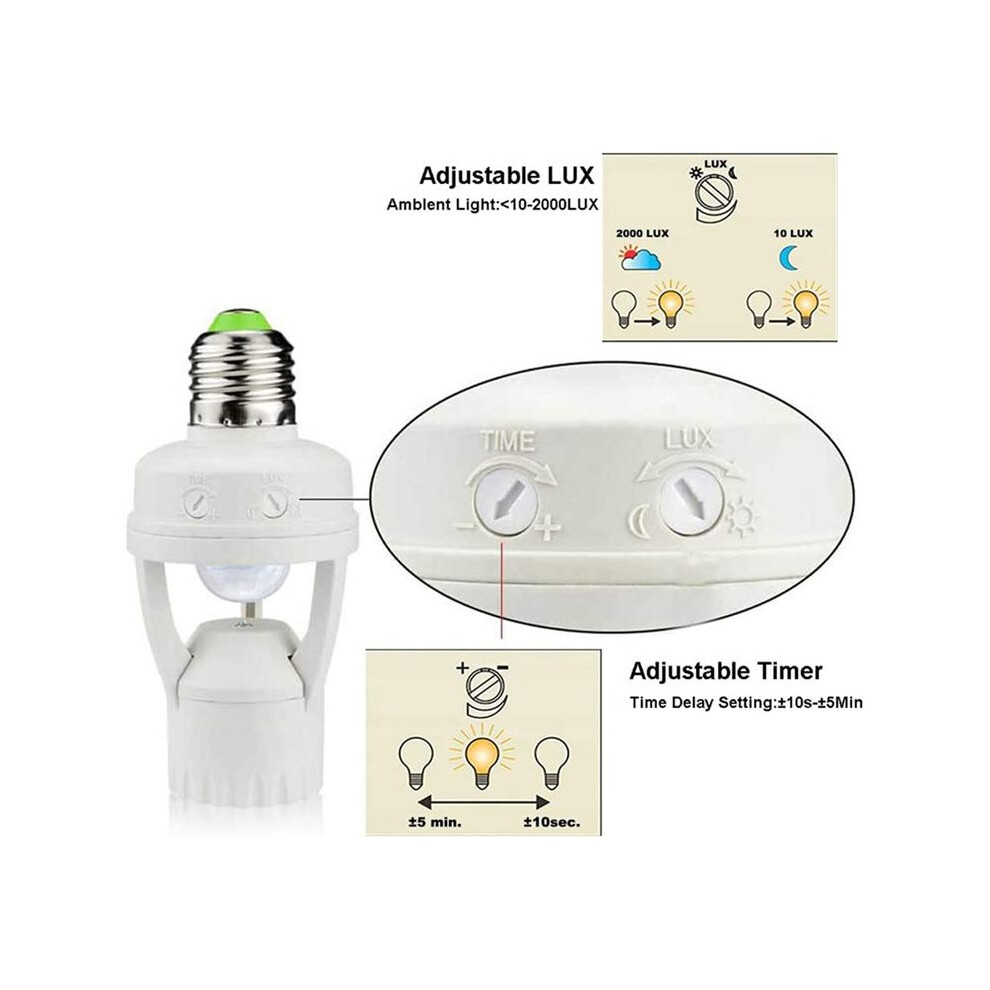 E27 Lamp Holder Adapter With Pir Motion Sensor Ac100-240V Led Light Bulb Socket Converter Human Presence Detector 4851514176882