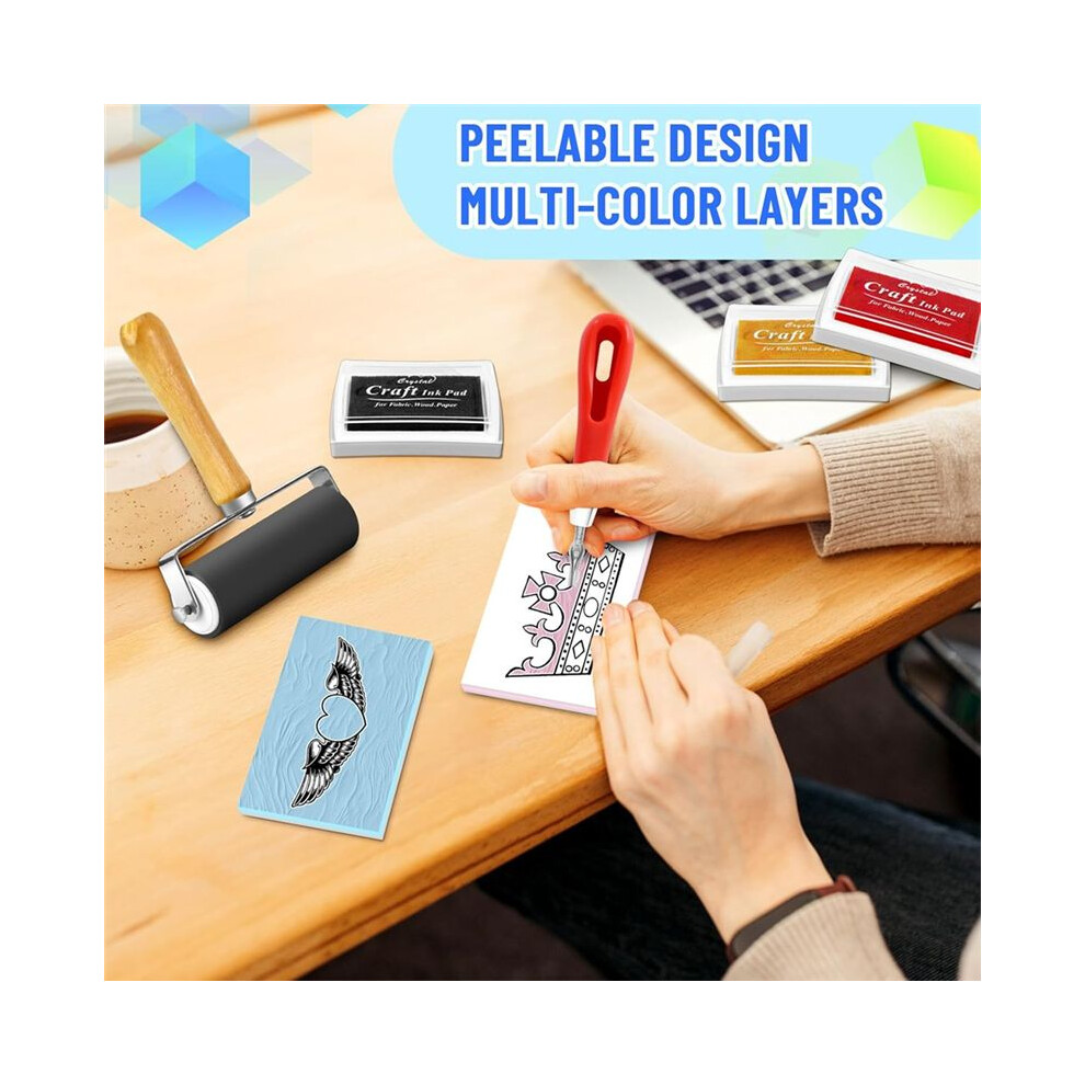 6Pcs 4Inch X 2.4Inch Rubber Carving Blocks, Linoleum Block Stamp Making Kit For Diy Stamp Making For Beginners 4851514178206