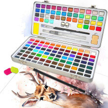 Aquarellfarben-Set, 128 Farben, inklusive Wasserpinsel, Stifte und Zeichenstift – perfekt zum Malen und Zeichnen