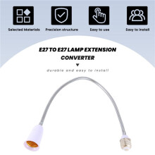 E27 to E27 Light Lamp Bulb Flexible Extension Adaptor Converter (White,60cm)