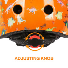 Cute Kids Bike Helmet Boys Girls Adjustable Safety Comfort Helmets for Multi Sports Cycle Skating Orange Dinosaur World