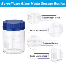 4er-Pack Reagenzmedien-Aufbewahrungsflaschen, 250 ml Borosilikatglas-Rundflaschen mit Weithalsmessung und GL32-Schraubverschluss