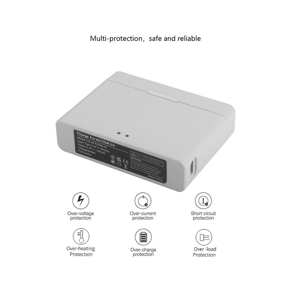 For Dji Osmo Action 3/4 Battery Charger Dock Usb Charging Hub For Action 3 Action 4 Action Camera Accessories 4852693510948