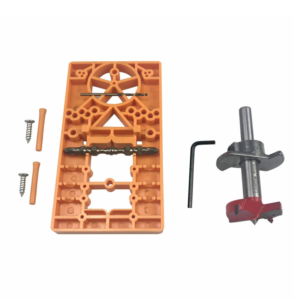 Woodworking Hinge Hole Puncher,Hinge Jig Hole Drill Guide Bit Wood Cutter Carpenter Woodworking Hole Opener Template B 4852537358439
