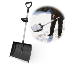 Schneeschieber für Einfahrt, Auto und Garage, Schneeräumpflug mit D-Griff, Aluminiumleiste, ergonomisch