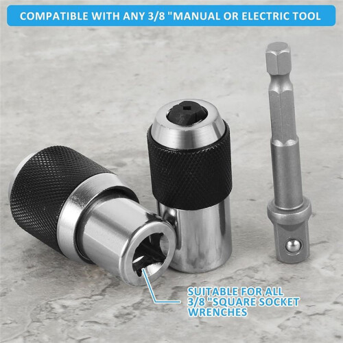 2PCS Tap Socket Set, Extraction Tool with Adjustable ,Versatile Sturdy Drive Tap Sockets, 3/8 Inch Drive Tap Sockets 2