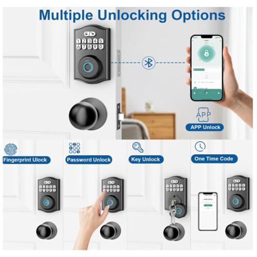 Fingerprint Door Lock with APP Control/Fingerprint/Password/Key,  Deadbolt Lock with Automatic Lock 1