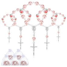 Taufgeschenke für Mädchen: 25 rosa Taufrosenkränze, Babyrosenkränze, Minirosenkränze, 25 Organzabeutel, Taufgeschenke