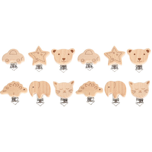 12Pièces Clips Dentition Bois Bébé Multi-Usage Légers Solides 1