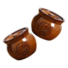 4Pcs Antique Pattern Ceramic Stewing Crocks for Soup Cooking Home Use