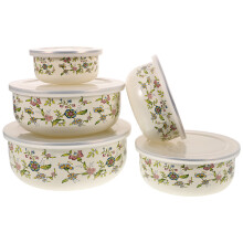 10Pcs Mixing Bowls with Airtight Lids Enamel Storage Bowls for Kitchen