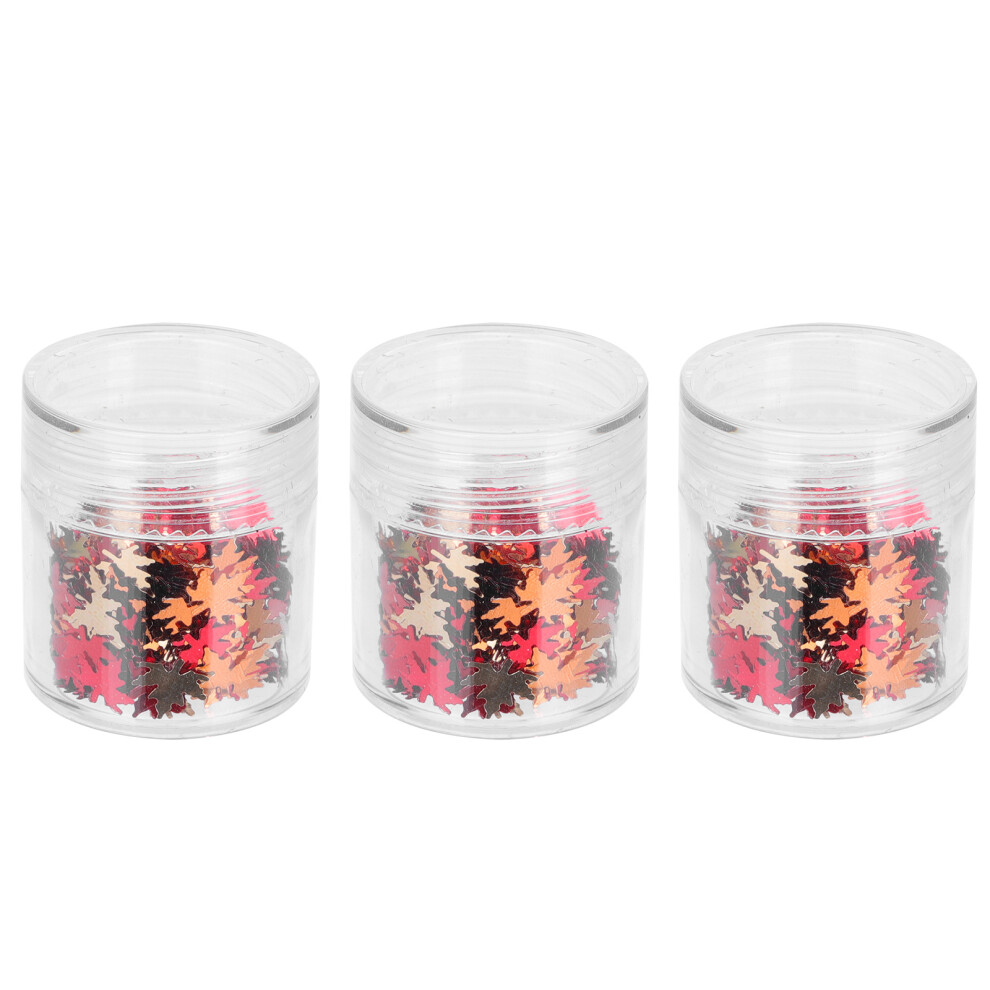 Solustre 3Pcs Assorted Color Nail Art Glitter Maple Leaf Stickers For Manicure