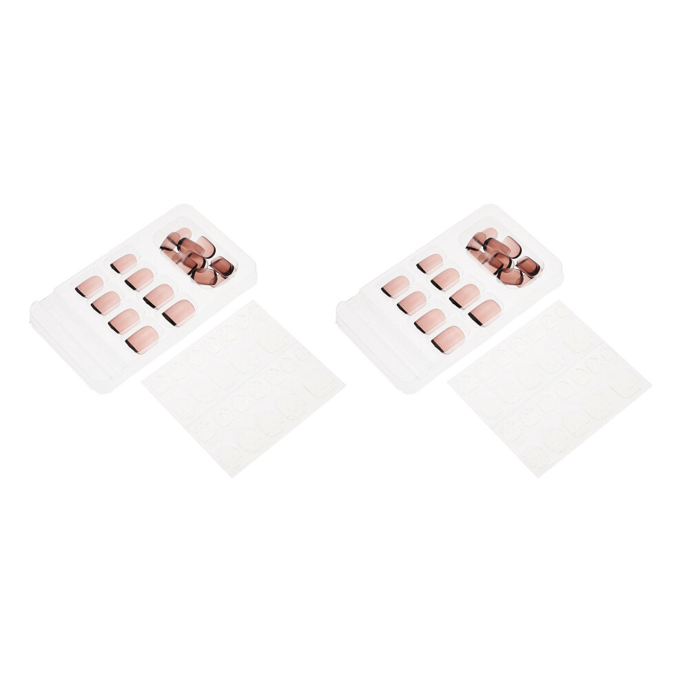 Solustre Pink 4Sets Manicure Fake Nail Tips Easy Use Detachable Nail Patches