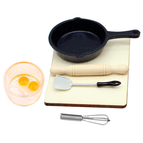 21Pc Miniature Cookware Set Dollhouse Kitchen Props Durable ABS Wood