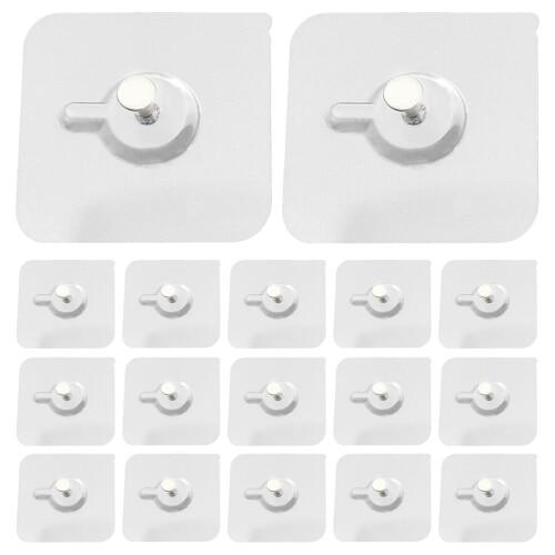 60Pcs Transparent ABS Adhesive Wall Hooks Damage Free No Mark Hanging