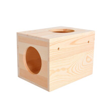 2Pcs Natural Wood Hamster House Beige Comfortable Nest