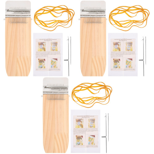 3Sets Handheld Wood Loom for DIY Clothes Mending Weaving Tool 2